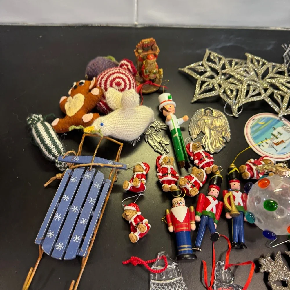 Christmas Ornament Lot Multicolored Vintage Eclectic Mix